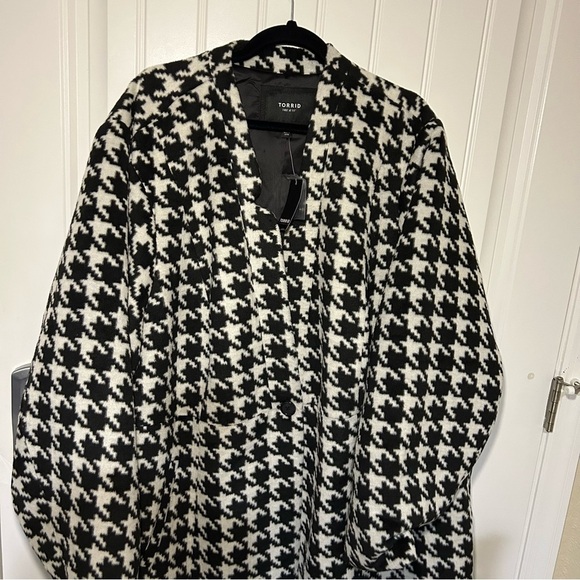 NWT Torrid Herringbone Plaid 4 Houndstooth Wool Coat Size 6X - Picture 4 of 13